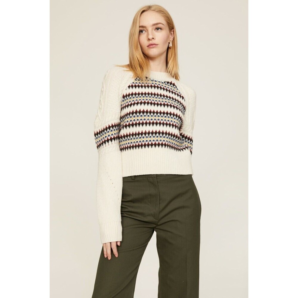 Veronica Beard Jimena Jaquard Chunky Wool Sweater Size Small Retail:$478